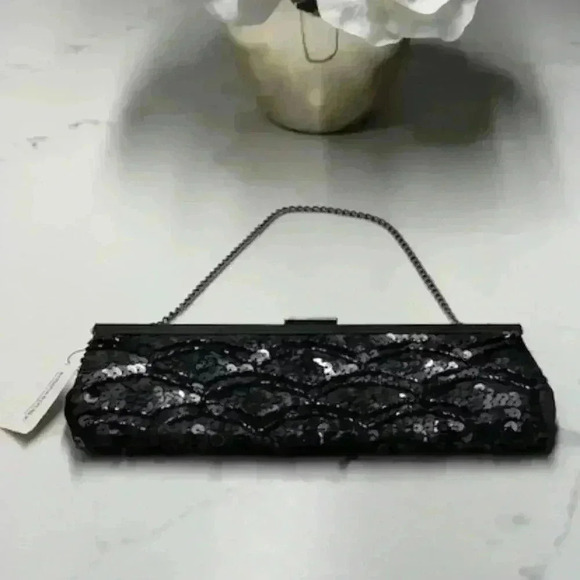 Banana Republic Black Beaded Sequins Mini Bag/Tote with Gun Metal Hardware NWT - Picture 5 of 5